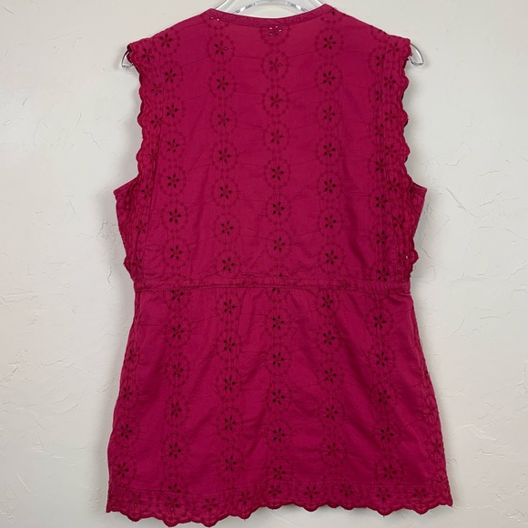CONVERSE ONE STAR Berry Berry Lace Eyelet SS Top M - Picture 3 of 6